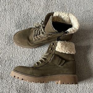 Green combat boots